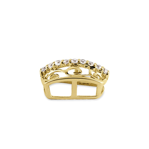 Solid 14K Yellow Gold Clear CZ Vintage Box Pendant