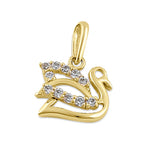 Solid 14K Yellow Gold Clear CZ Swan Pendant