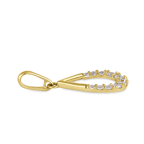 Solid 14K Yellow Gold Elegant CZ Drop Pendant