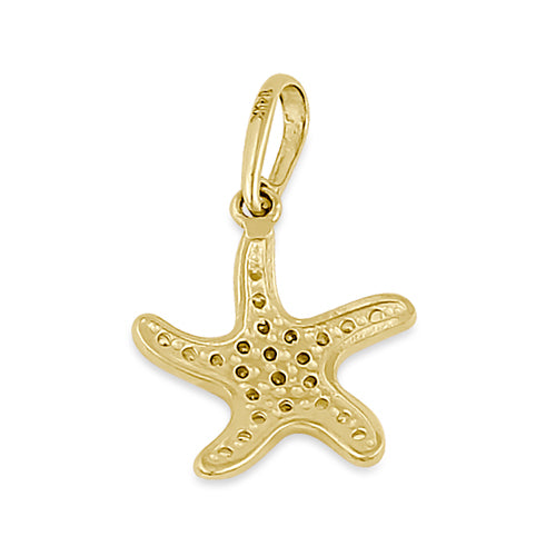 Solid 14K Yellow Gold CZ Starfish Pendant