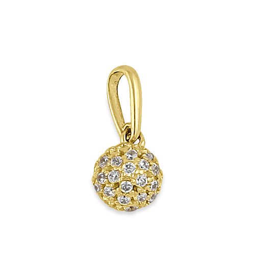 Solid 14K Yellow Gold CZ Half Ball Pendant