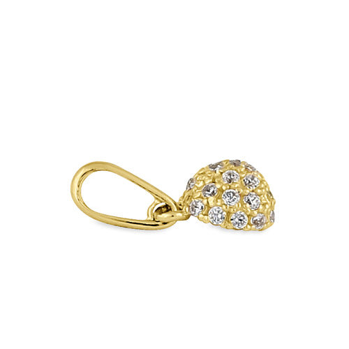 Solid 14K Yellow Gold CZ Half Ball Pendant