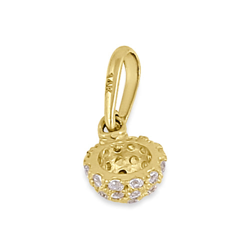 Solid 14K Yellow Gold CZ Half Ball Pendant