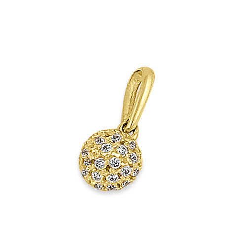 Solid 14K Yellow Gold CZ Half Ball Pendant