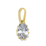 Solid 14K Yellow Gold CZ Oval Pendant