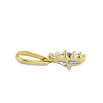 Solid 14K Yellow Gold CZ Oval Pendant
