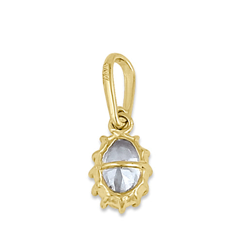 Solid 14K Yellow Gold CZ Oval Pendant