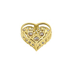 Solid 14K Yellow Gold Sparkle Heart Round & Princess Cut CZ Pendant