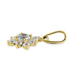 Solid 14K Yellow Gold Artistic Flower Round CZ Pendant