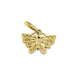 Solid 14K Yellow Gold Orchid Butterfly Round CZ Pendant