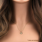 Solid 14K Yellow Gold Orchid Butterfly Round CZ Pendant