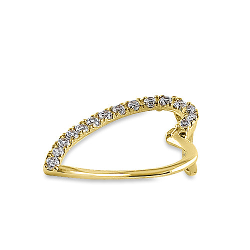 Solid 14K Yellow Gold Heart Accent Round CZ Pendant
