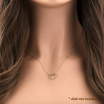 Solid 14K Yellow Gold Heart Accent Round CZ Pendant