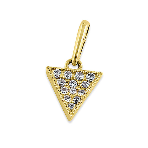 Solid 14K Yellow Gold Upside Down Triangle CZ Pendant