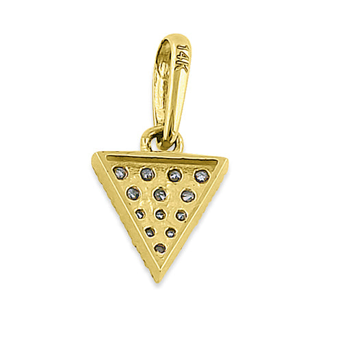 Solid 14K Yellow Gold Upside Down Triangle CZ Pendant