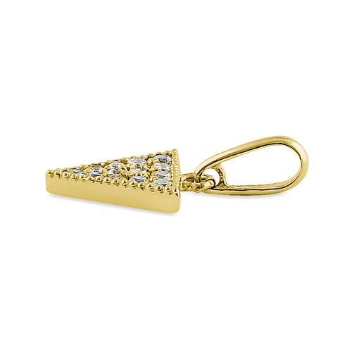 Solid 14K Yellow Gold Upside Down Triangle CZ Pendant