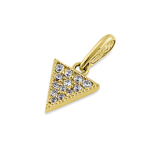 Solid 14K Yellow Gold Upside Down Triangle CZ Pendant