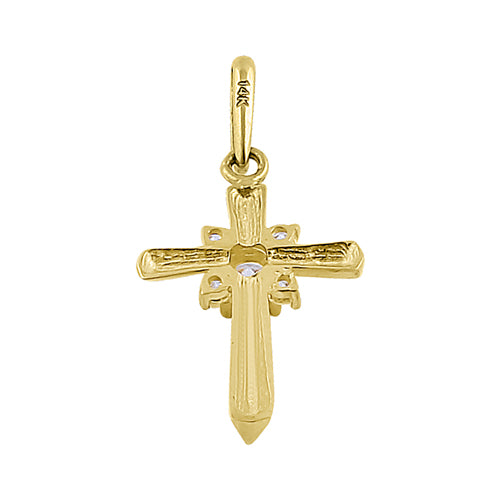 Solid 14K Yellow Gold Ancient Cross CZ Pendant