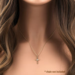 Solid 14K Yellow Gold Ancient Cross CZ Pendant
