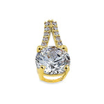 Solid 14K Yellow Gold Vintage Round CZ Pendant