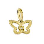 Solid 14K Yellow Gold Butterfly Outline CZ Pendant