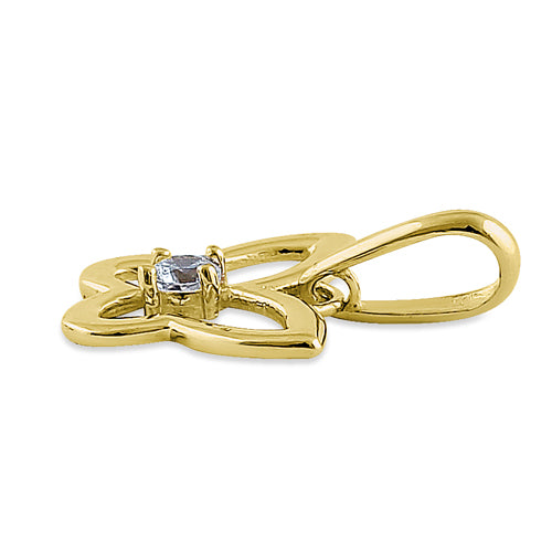 Solid 14K Yellow Gold Butterfly Outline CZ Pendant