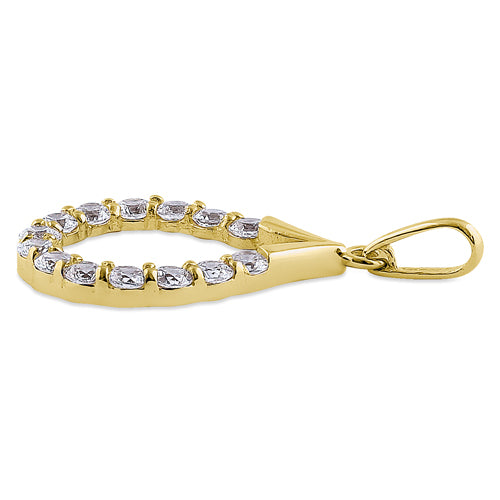 Solid 14K Yellow Gold Artistic Drop CZ Pendant