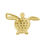 Solid 14K Yellow Gold Sea Turtle CZ Pendant