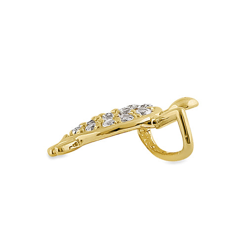 Solid 14K Yellow Gold Sea Turtle CZ Pendant