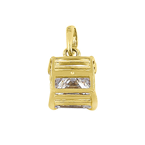 Solid 14K Yellow Gold Classic Princess Cut CZ Pendant