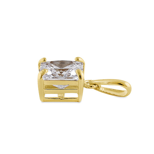 Solid 14K Yellow Gold Classic Princess Cut CZ Pendant