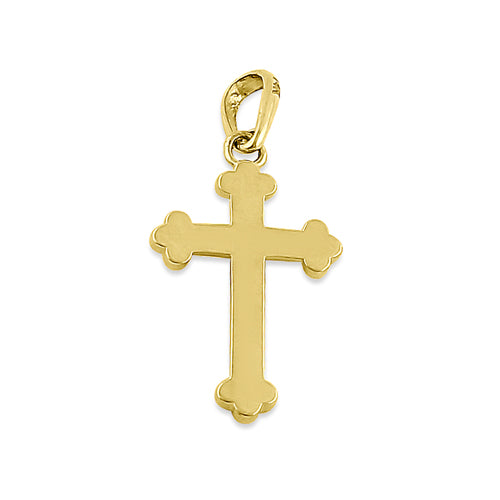 Solid 14K Yellow Gold Vintage Cross CZ Pendant