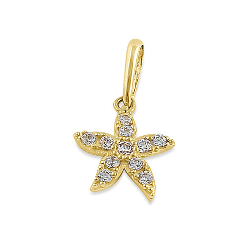 Solid 14K Yellow Gold Starfish CZ Pendant