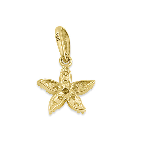 Solid 14K Yellow Gold Starfish CZ Pendant