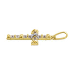 Solid 14K Yellow Gold and White Gold Bond Cross CZ Pendant