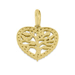 Solid 14K Yellow Gold Heart Tree of Life CZ Pendant