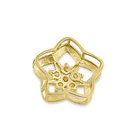 Solid 14K Yellow Gold Puffy Flower Star CZ Pendant
