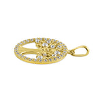 Solid 14K Yellow Gold Glitzy Tree of Life CZ Pendant