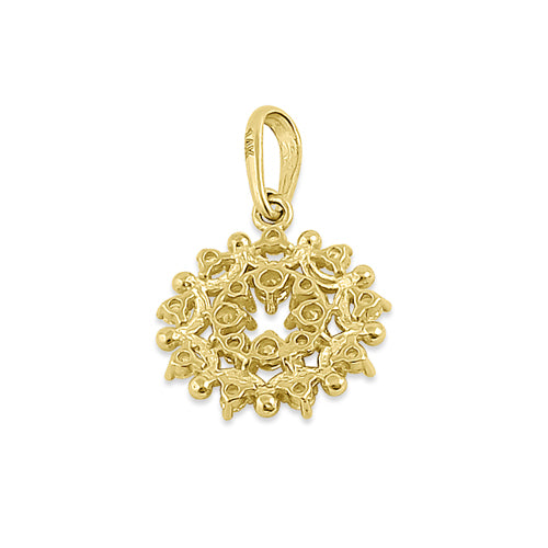 Solid 14K Yellow Gold Glamorous Circle CZ Pendant