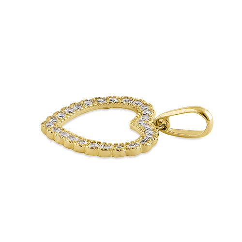 Solid 14K Yellow Gold Heart CZ Pendant