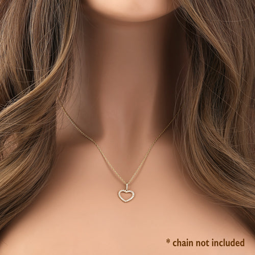Solid 14K Yellow Gold Heart CZ Pendant