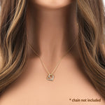 Solid 14K Yellow Gold Rose Gold Plated Inner Heart CZ Pendant