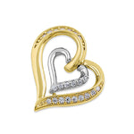 Solid 14K Yellow with White Gold Inner Heart CZ Pendant