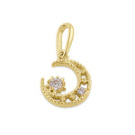 Solid 14K Gold Crescent Moon CZ Pendant
