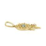Solid 14K Gold Dream catcher CZ and Turquoise Pendant