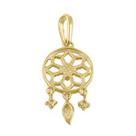Solid 14K Gold Dream catcher CZ and Turquoise Pendant