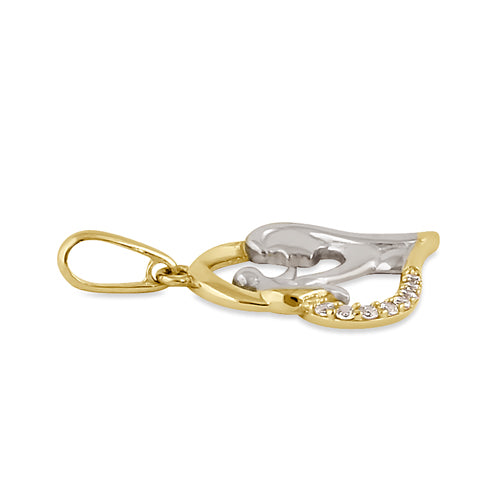 Solid 14K Gold Loving Mom's Heart CZ Pendant