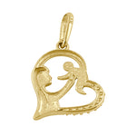 Solid 14K Gold Loving Mom's Heart CZ Pendant