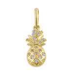 Solid 14K Gold Pineapple with Clear CZ Pendant