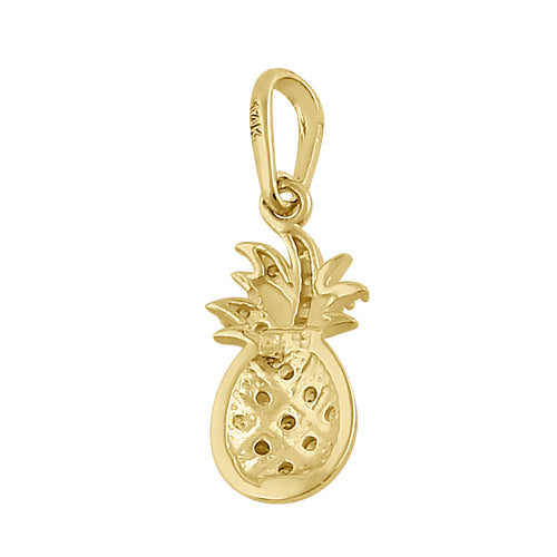 Solid 14K Gold Pineapple with Clear CZ Pendant